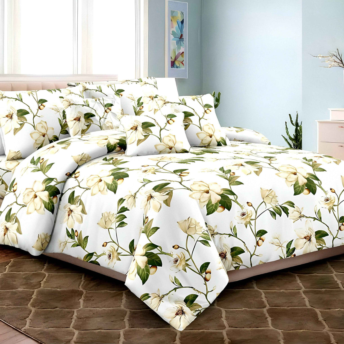 Grey Copper Geometric Diamond Bedsheet Set UAE | Luxury King Size Cotton Blend Bedding Dubai