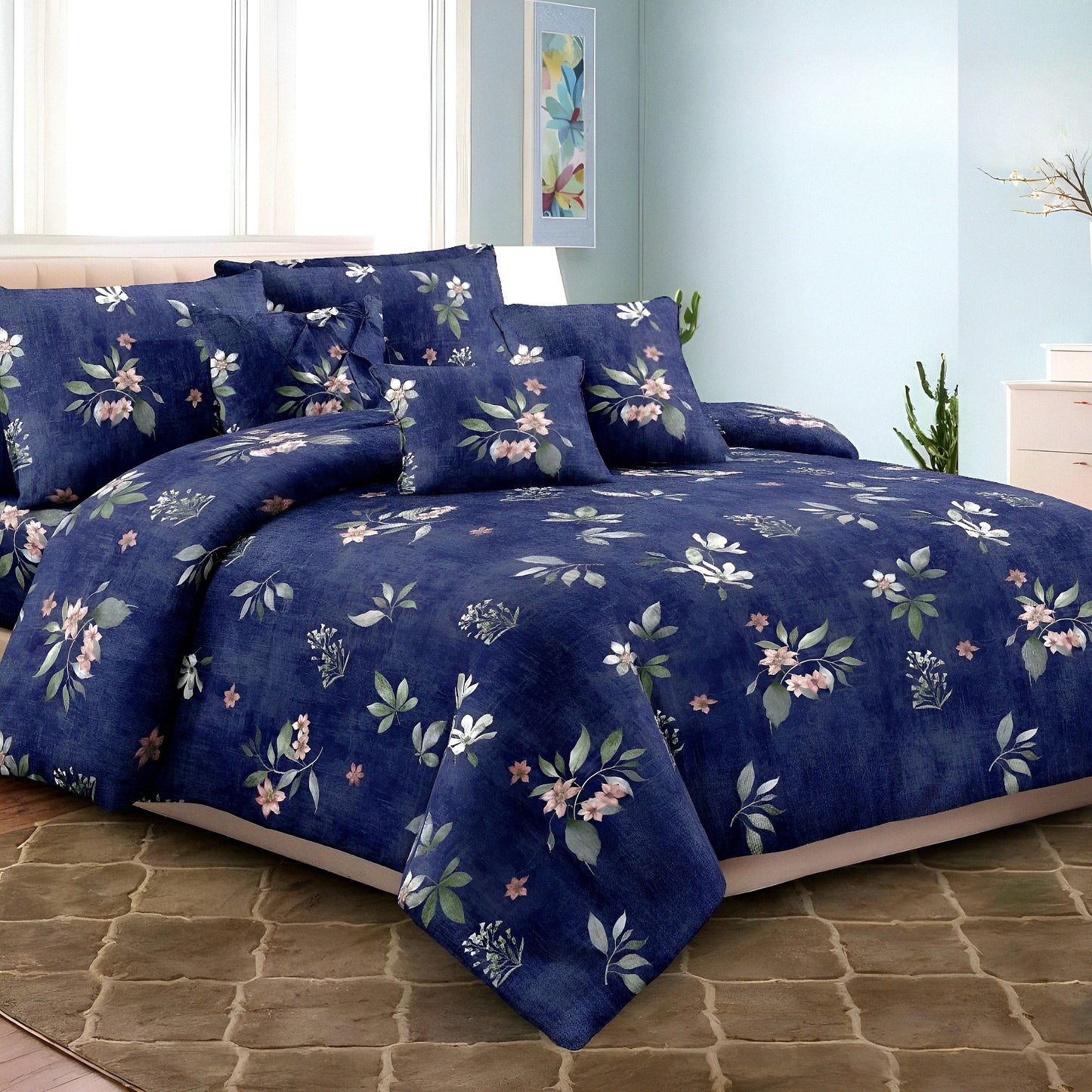 Blush Pink Floral Bedsheet Set & Fabric Roll Wholesale Dubai UAE | Luxury Mix Cotton Bedding