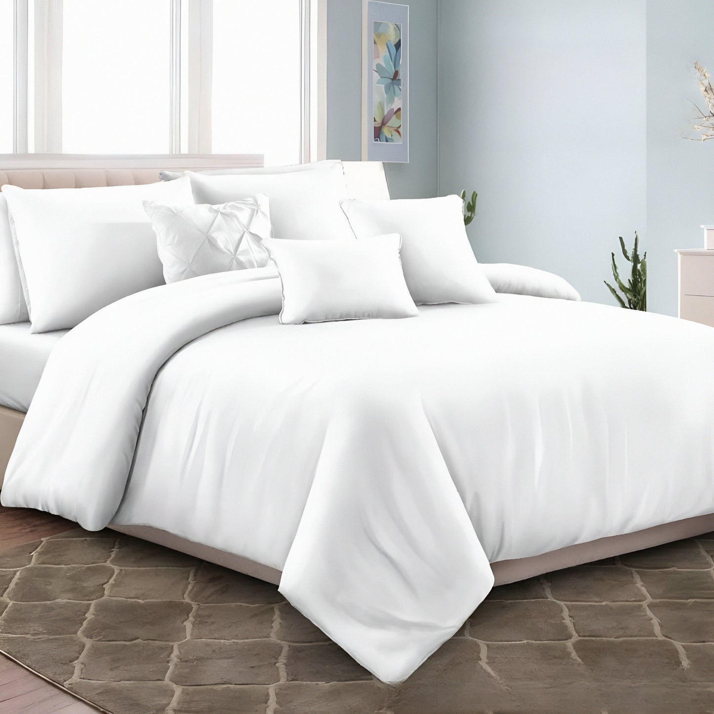 Premium white cotton bedsheet set – طقم ملاية قطنية بيضاء فاخرة