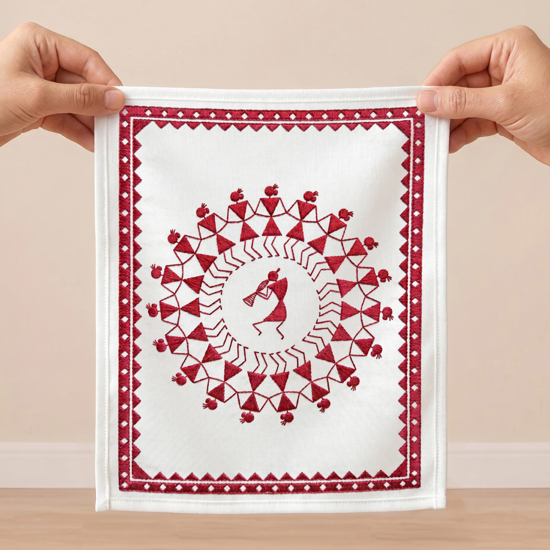Tribal Decor: Transform Your Space with Traditional Red Tribal Embroidered Wall Art - Julanar Home Decor