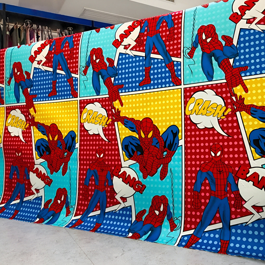 Spider Man cartoon kids bedsheet fabric roll for wholesale in UAE Dubai