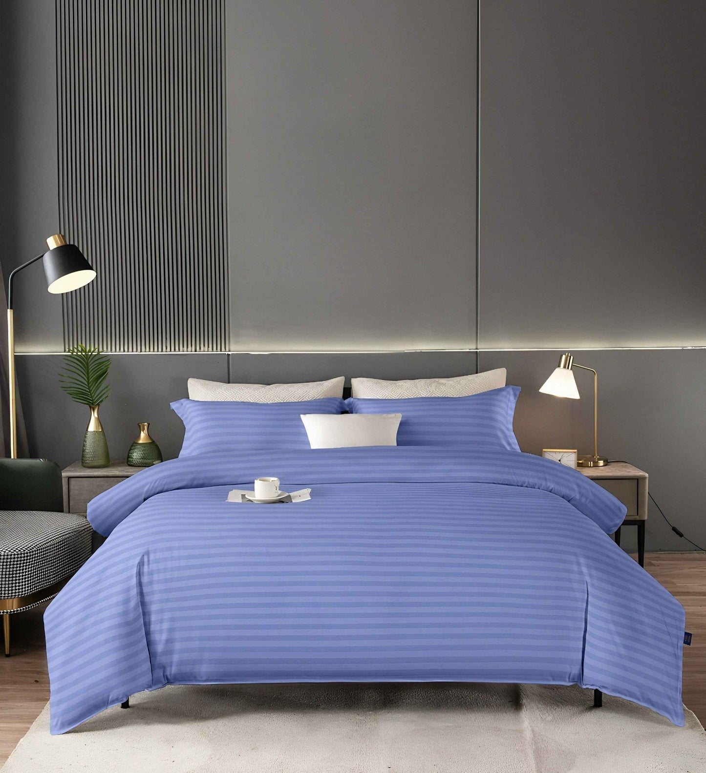 Hotel & Villas Bedding - Luxurious Beige Stripe Bedsheet Set Dubai - Julanar Home Decor