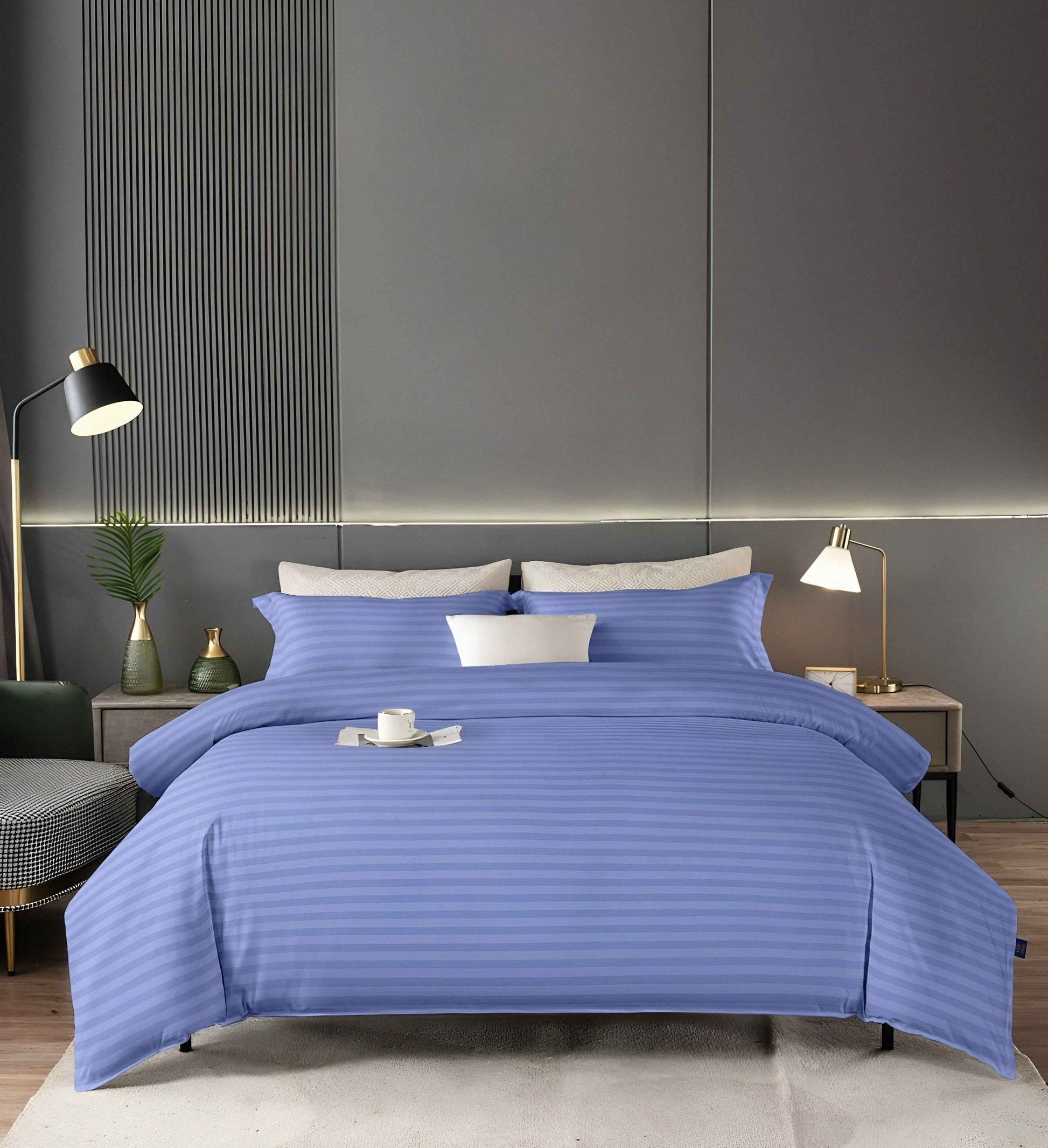Hotel & Villas Bedding - Luxurious Beige Stripe Bedsheet Set Dubai - Julanar Home Decor