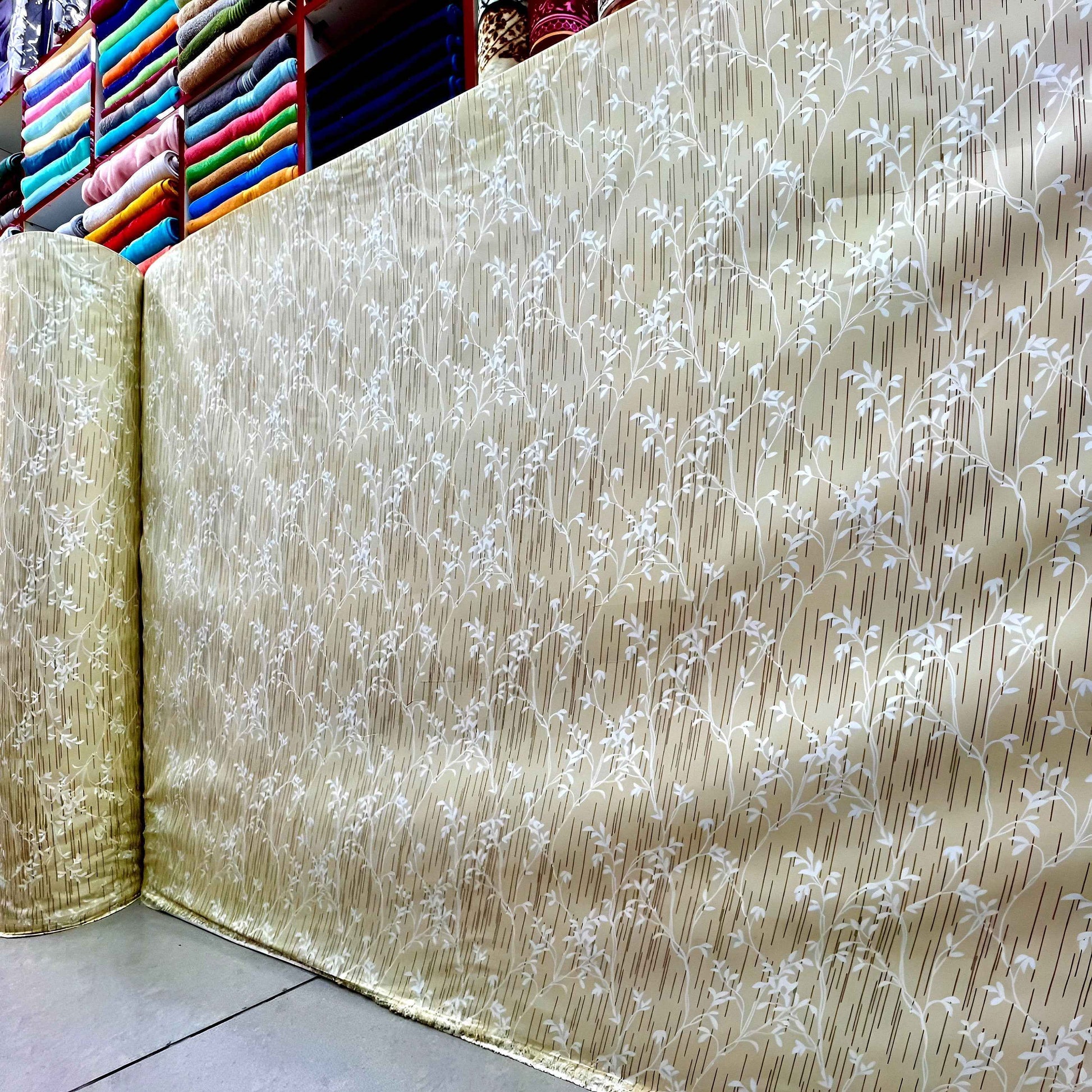 Luxury Beige Floral Bedsheet Roll Wholesale | Soft Cotton Fabric UAE