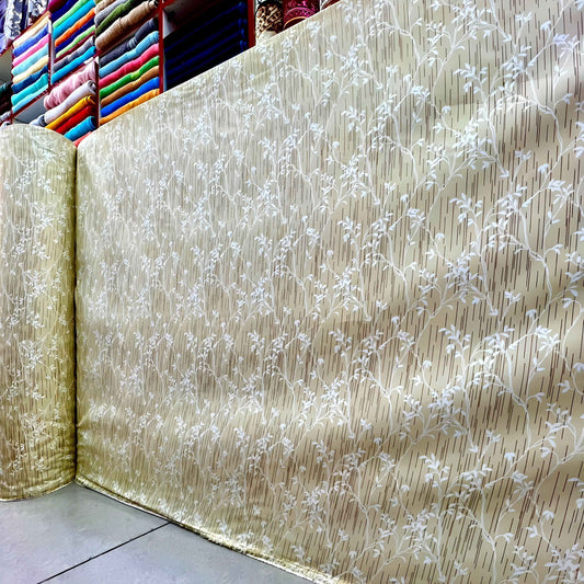 Luxury Beige Floral Bedsheet Roll Wholesale | Soft Cotton Fabric UAE