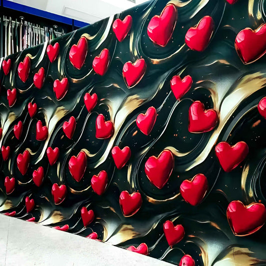 Luxury Red Heart Print Bedsheet Roll Wholesale UAE | Premium Fabric Roll - Julanar Home Decor