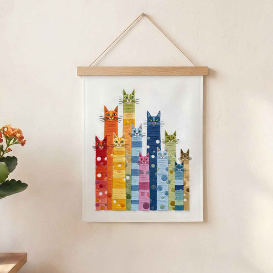 Nursery Decor Cat Wall Art – Colorful Canvas for Kids Rooms - Julanar Home Decor