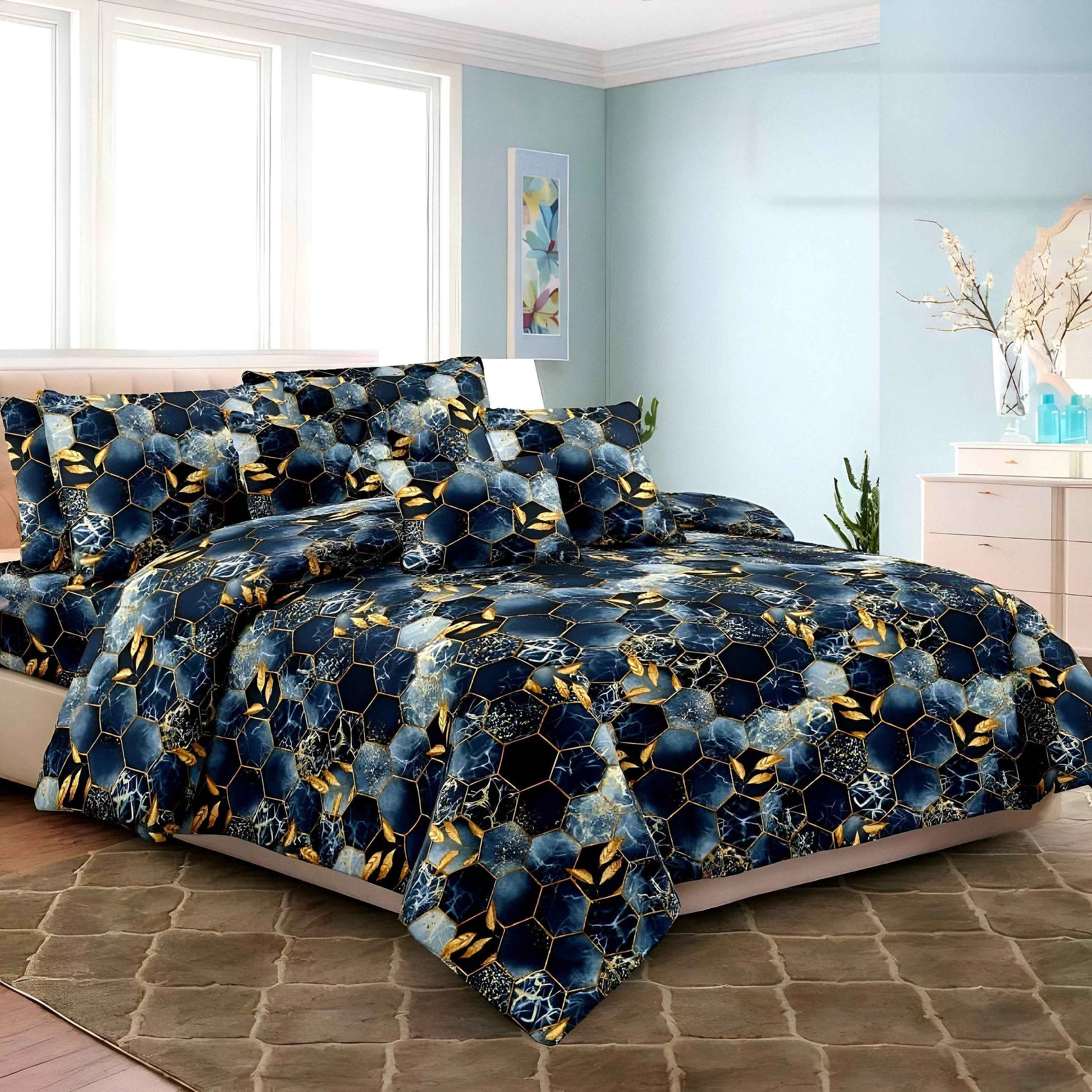 Dark Floral Microfiber Bedsheet Set | Luxury Bedding UAE - Julanar Home Decor