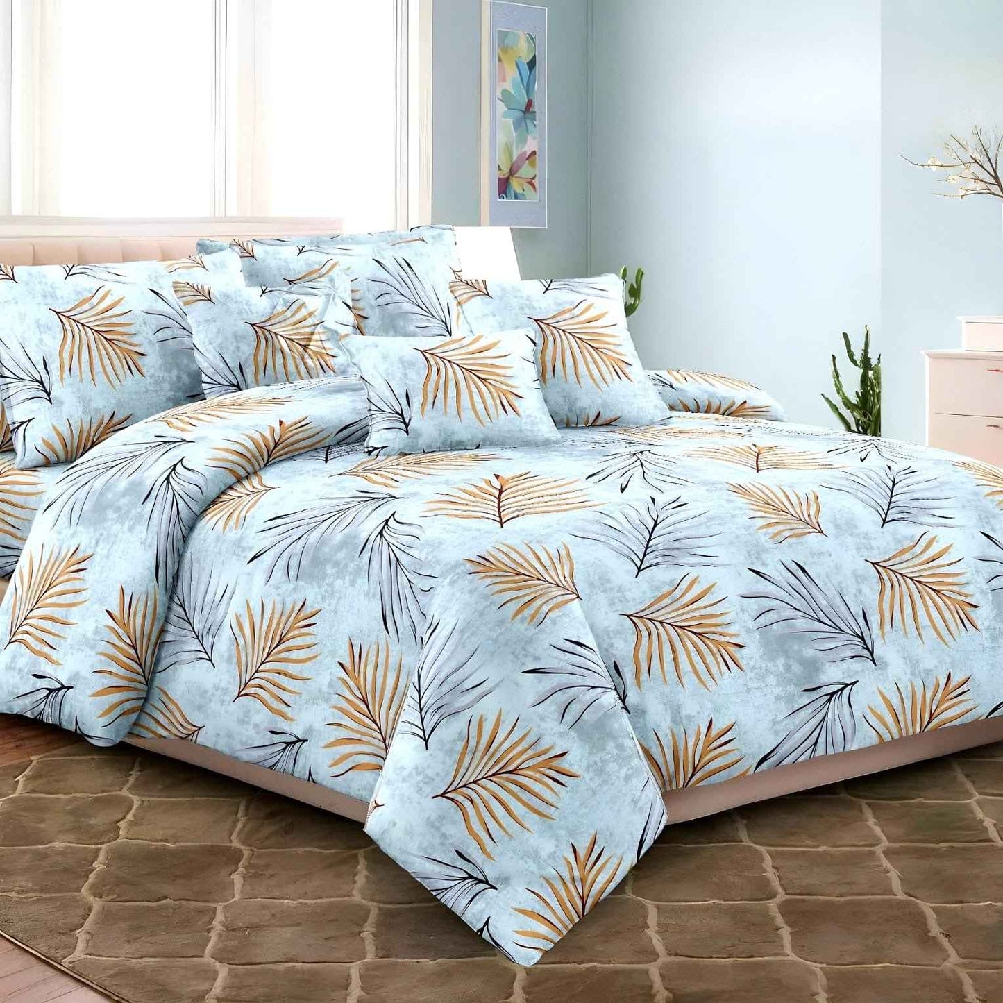 Villas Bedsheet - Luxury Beige Floral Bedsheet Set for a Cozy Home - Julanar Home Decor
