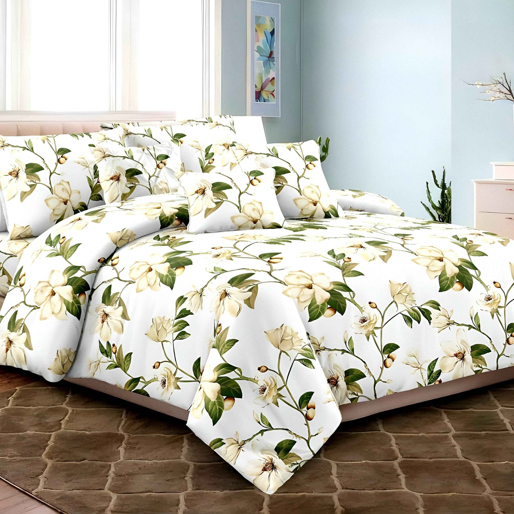 Dark Floral Microfiber Bedsheet Set | Luxury Bedding UAE - Julanar Home Decor