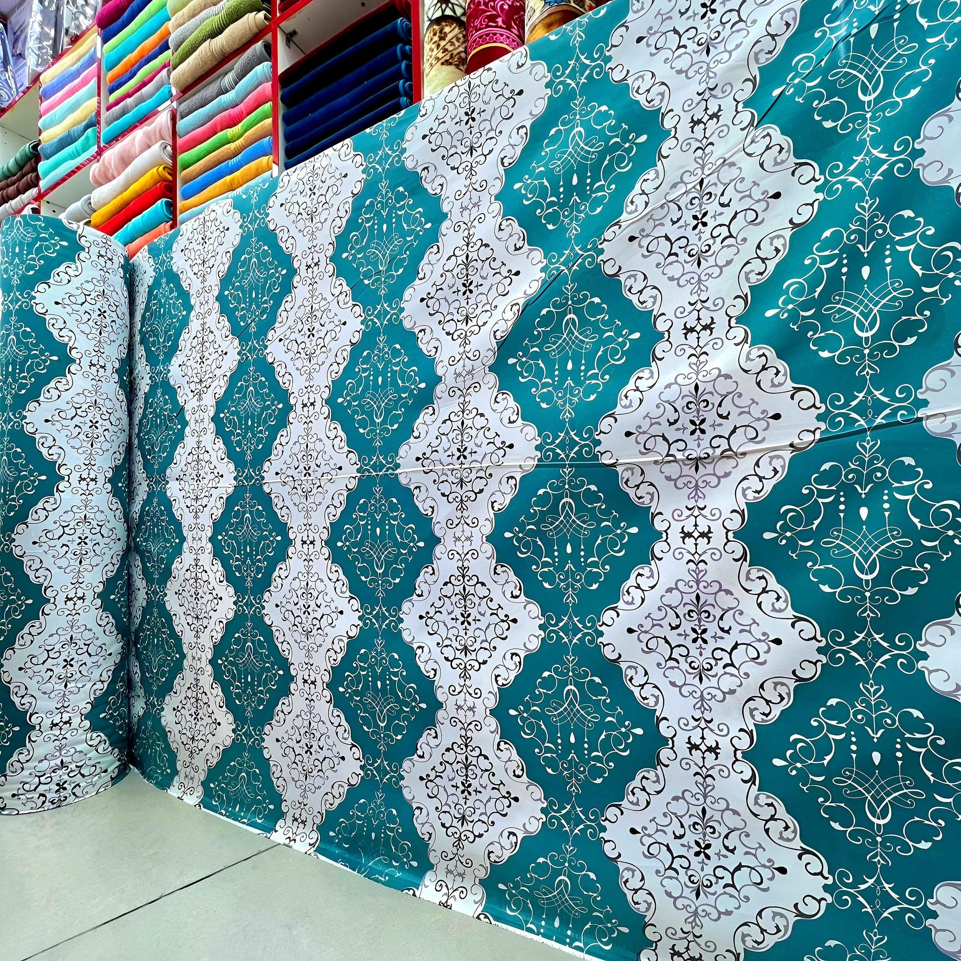 Blue Patchwork Bedsheet Roll Wholesale | Soft Cotton Fabric UAE
