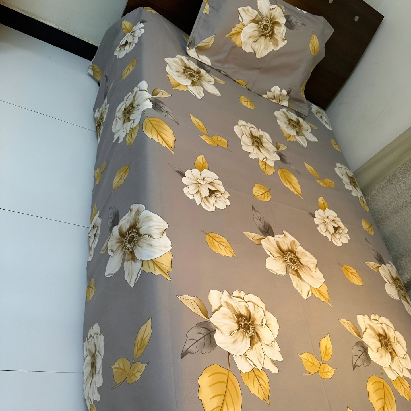 Navy Blue Floral Bedsheet – Elegant Flower Bed Linen | Wholesale Sizes & Roll Available UAE Dubai