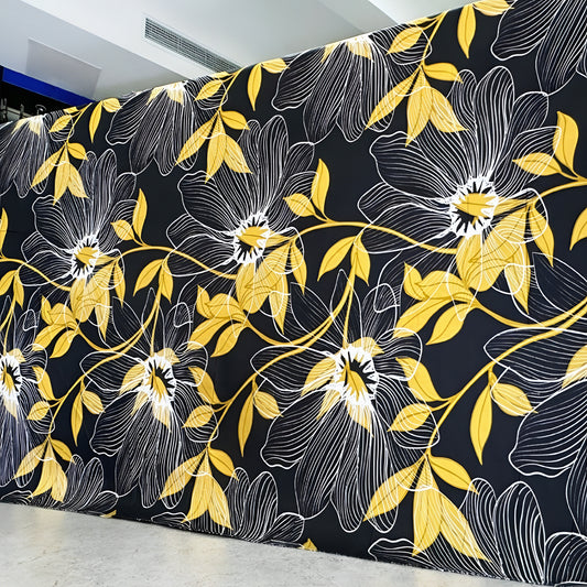 Black and yellow floral cotton bedsheet with elegant modern design
