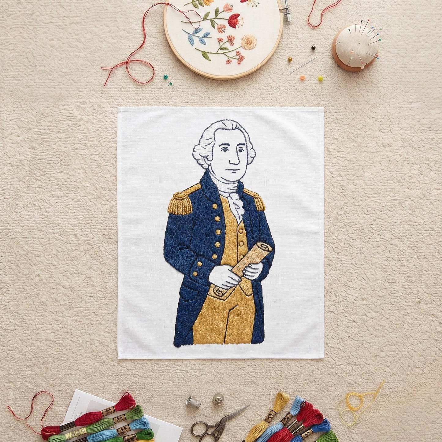 Classic Vintage Historical Wall Art - Handmade George Washington Portrait - Julanar Home Decor