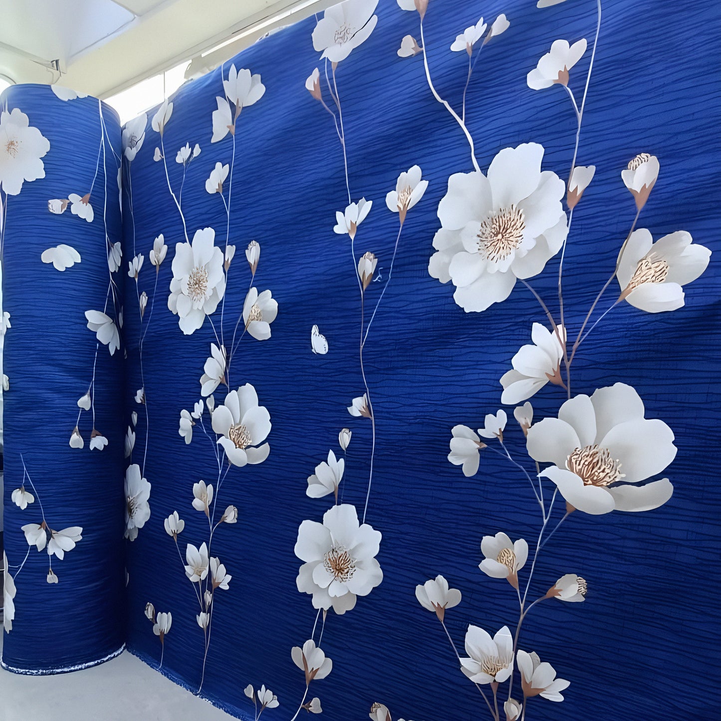 White floral printed bedsheet roll for home décor and bedding