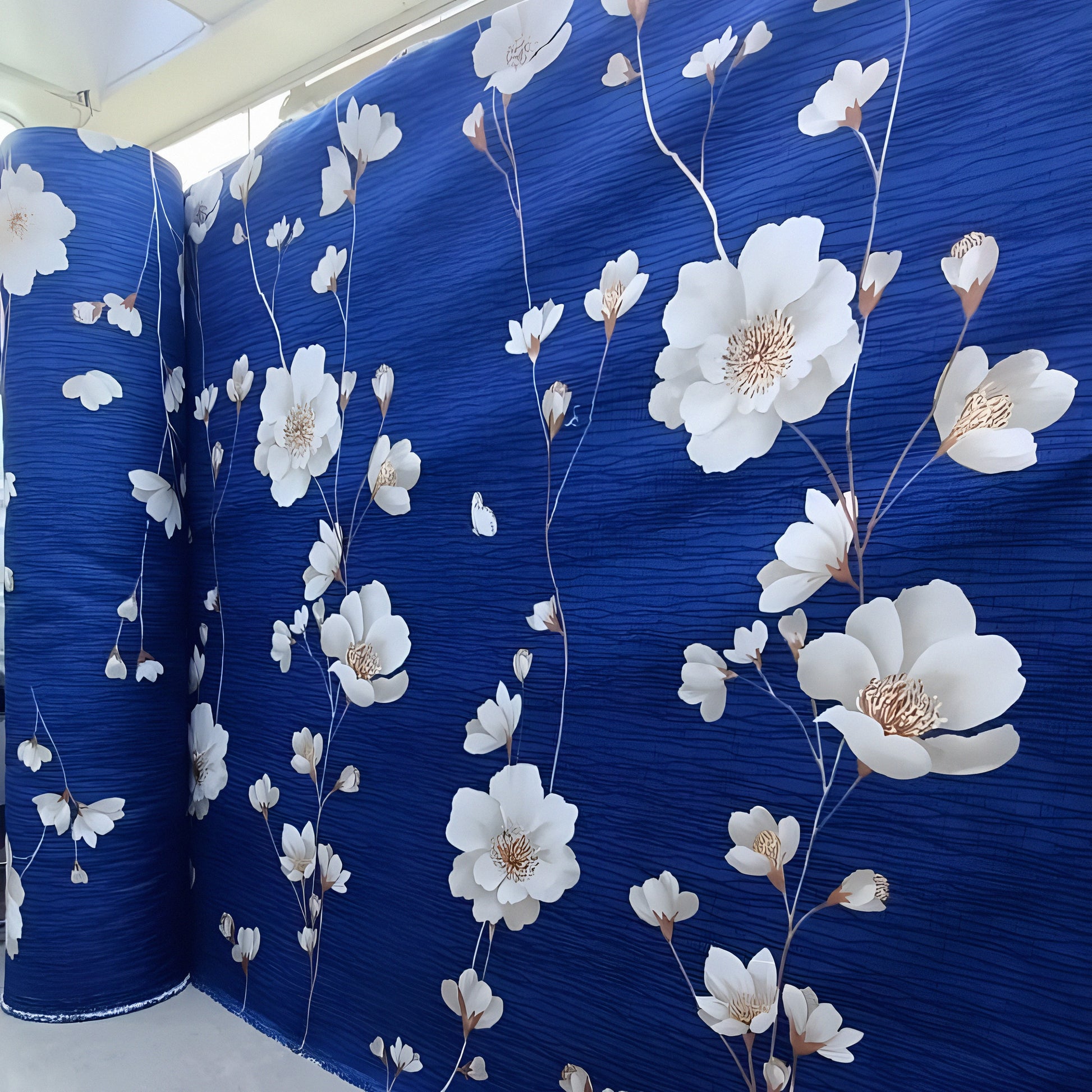 White floral printed bedsheet roll for home décor and bedding