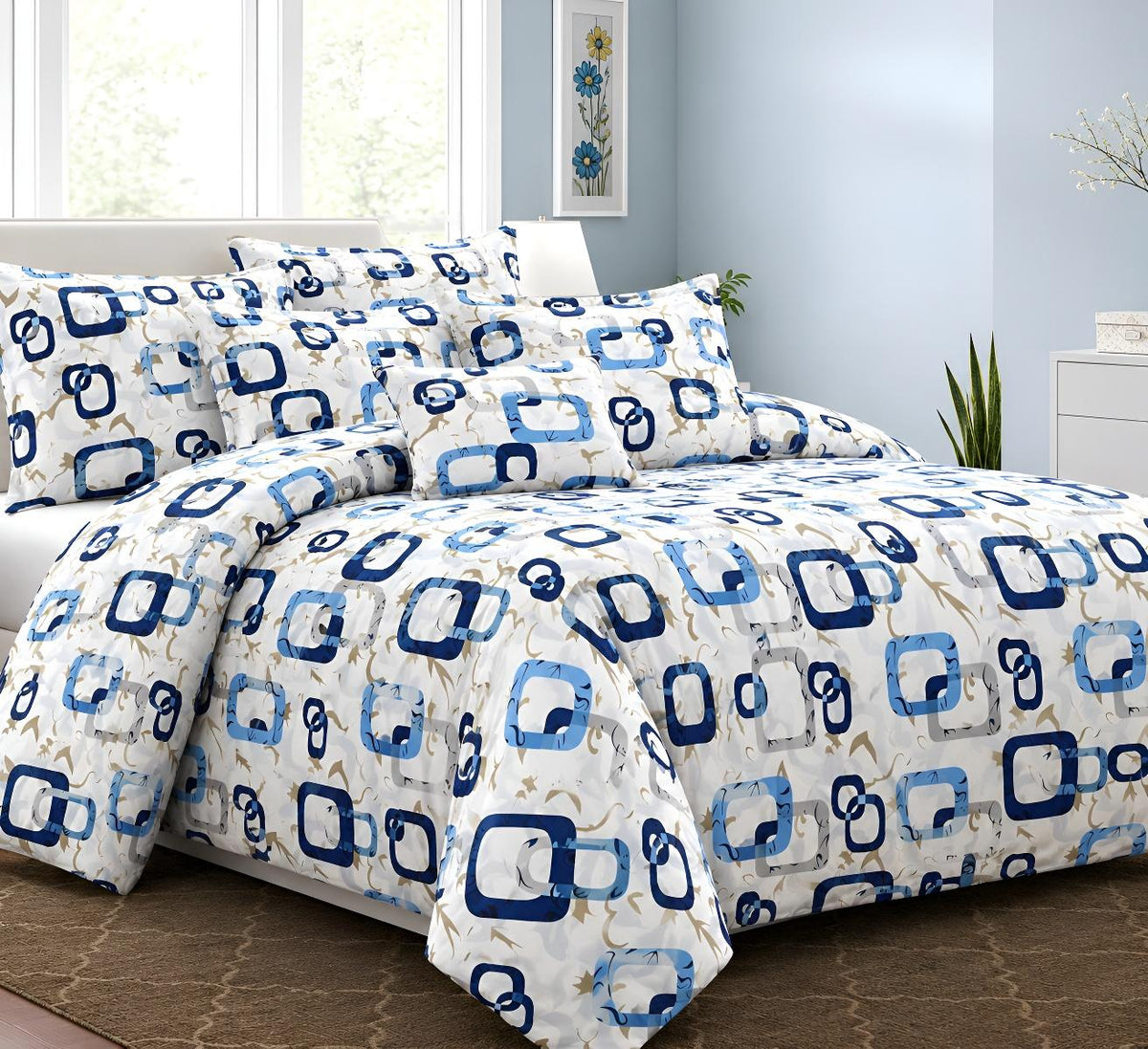 Parure de draps Dubai – Linge de lit de luxe fleuri blanc pour la vente en gros