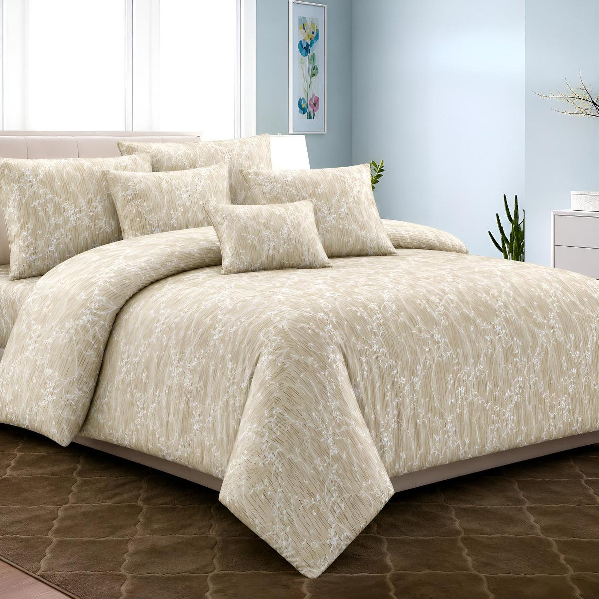 Parure de draps Dubai – Linge de lit de luxe fleuri blanc pour la vente en gros