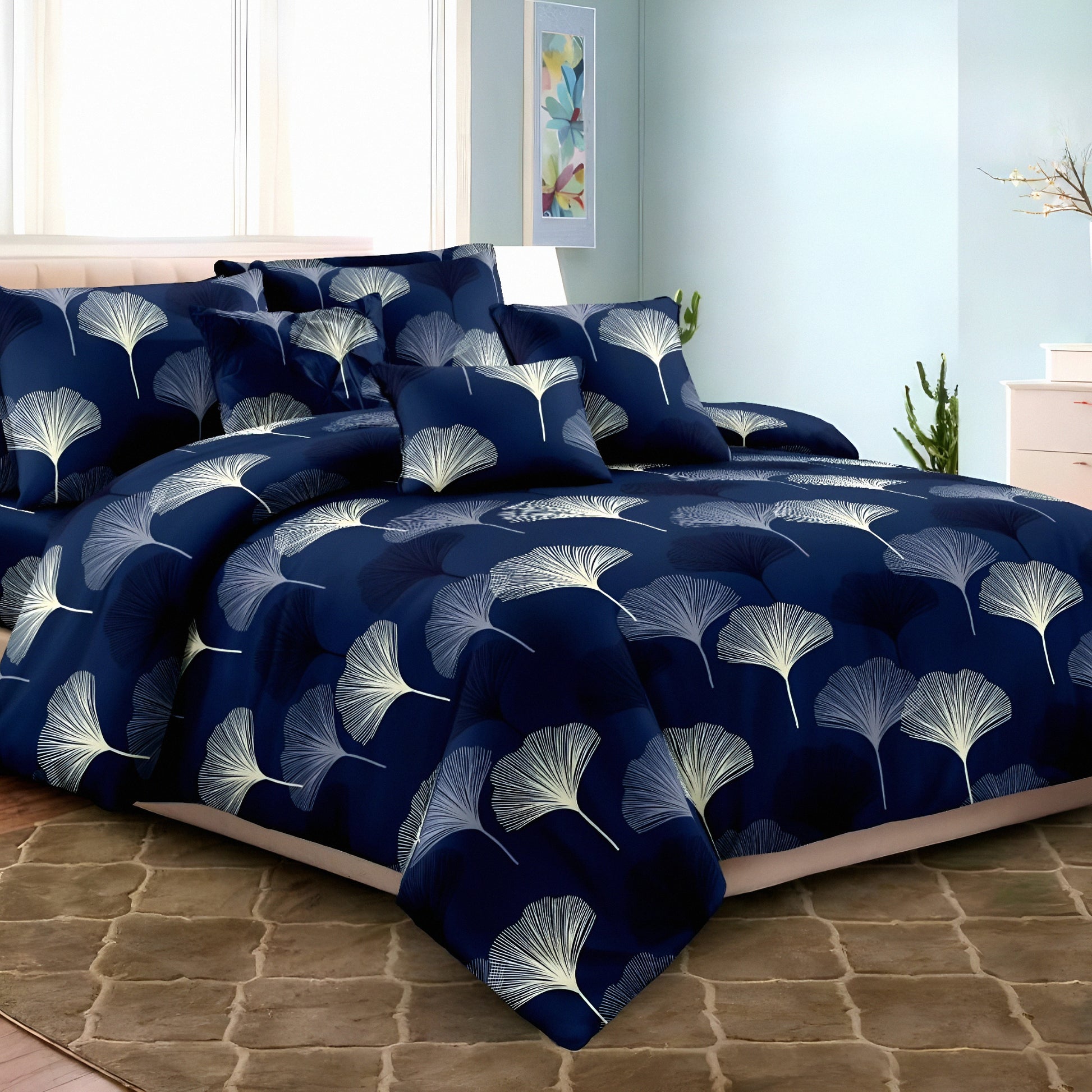 Soft cotton white bloom luxury bedding set by Julanar with elegant design