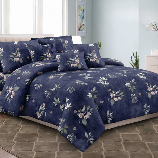Luxury navy floral bedsheet in uae for wholesale price. Available in all sizes