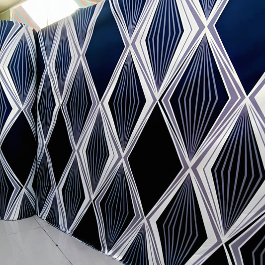 Dark blue geometric mixed-cotton bedsheet roll for wholesale in all sizes