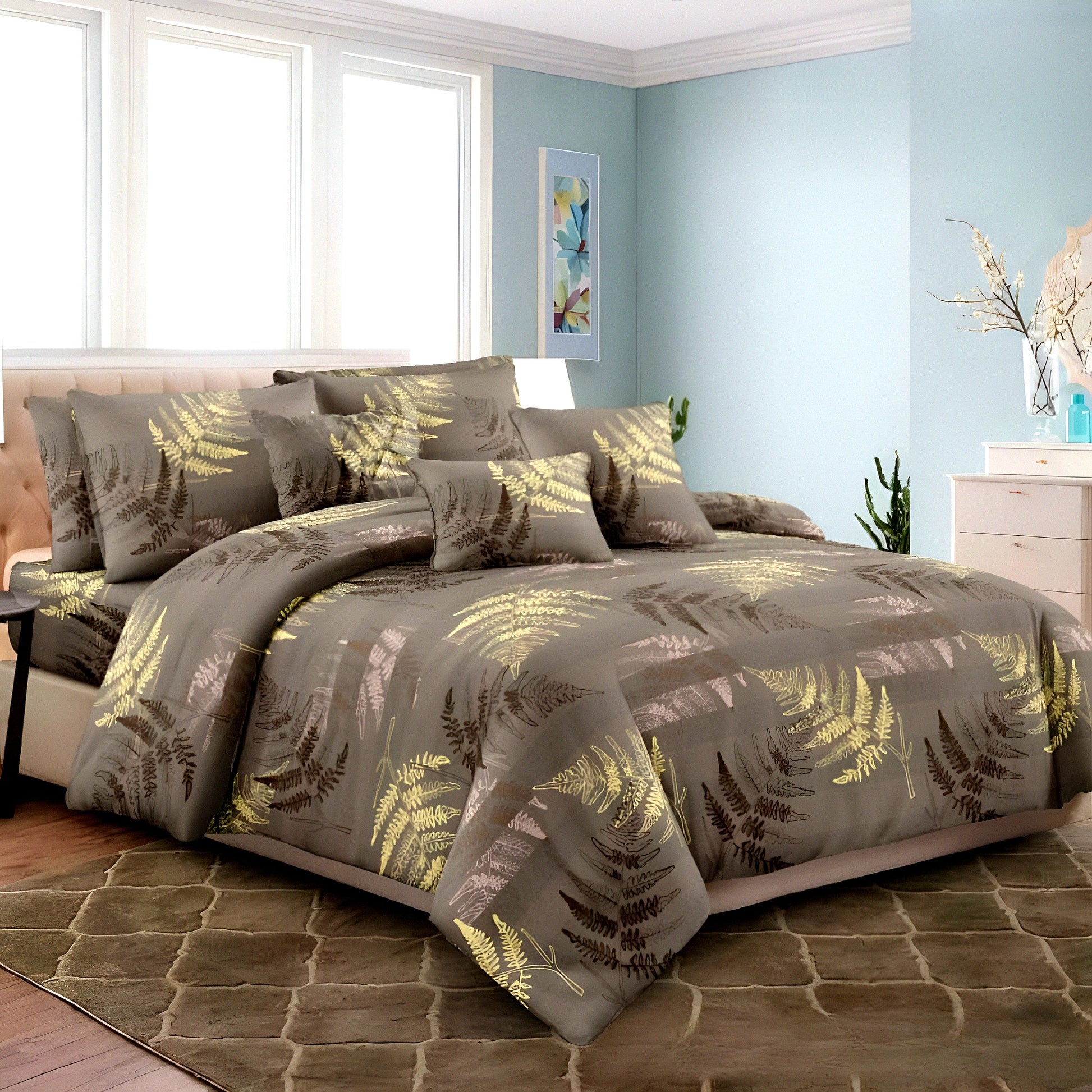 Premium stylish leaf design bedsheet for UAE home and for bedroom decor