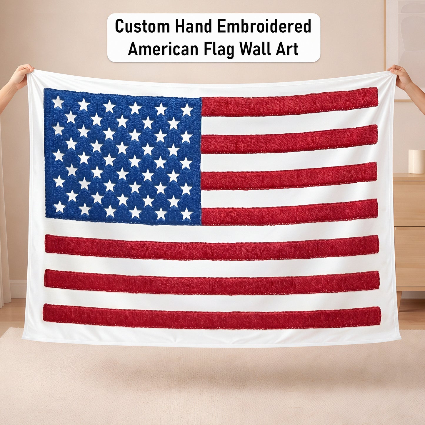 modern fabric wall art USA flag home decor