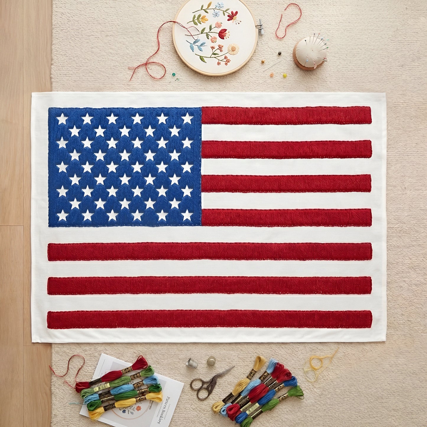luxury wall art embroidered flag design interior