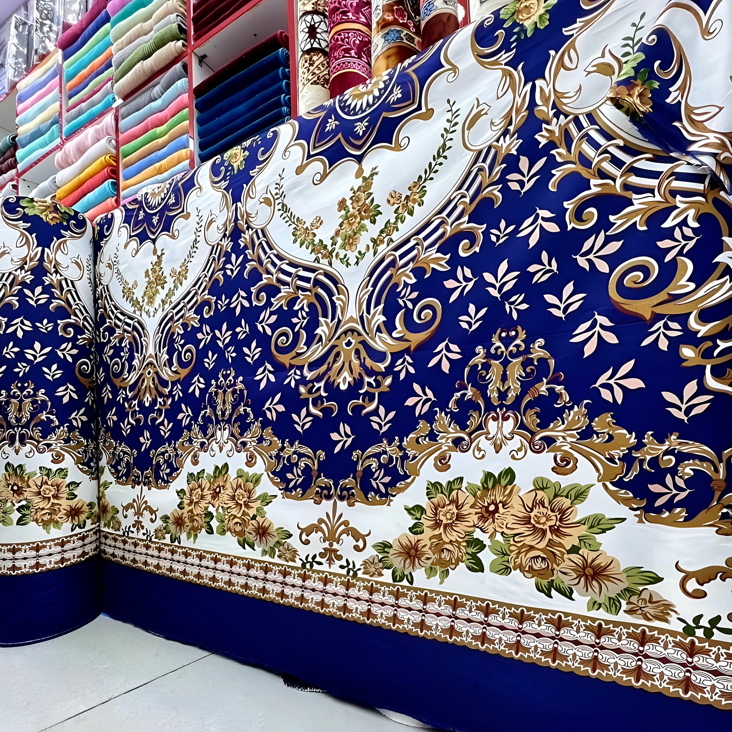 Red Bedsheet Roll Wholesale | Burgundy Leaf Print Cotton Blend Fabric - Julanar Home Decor
