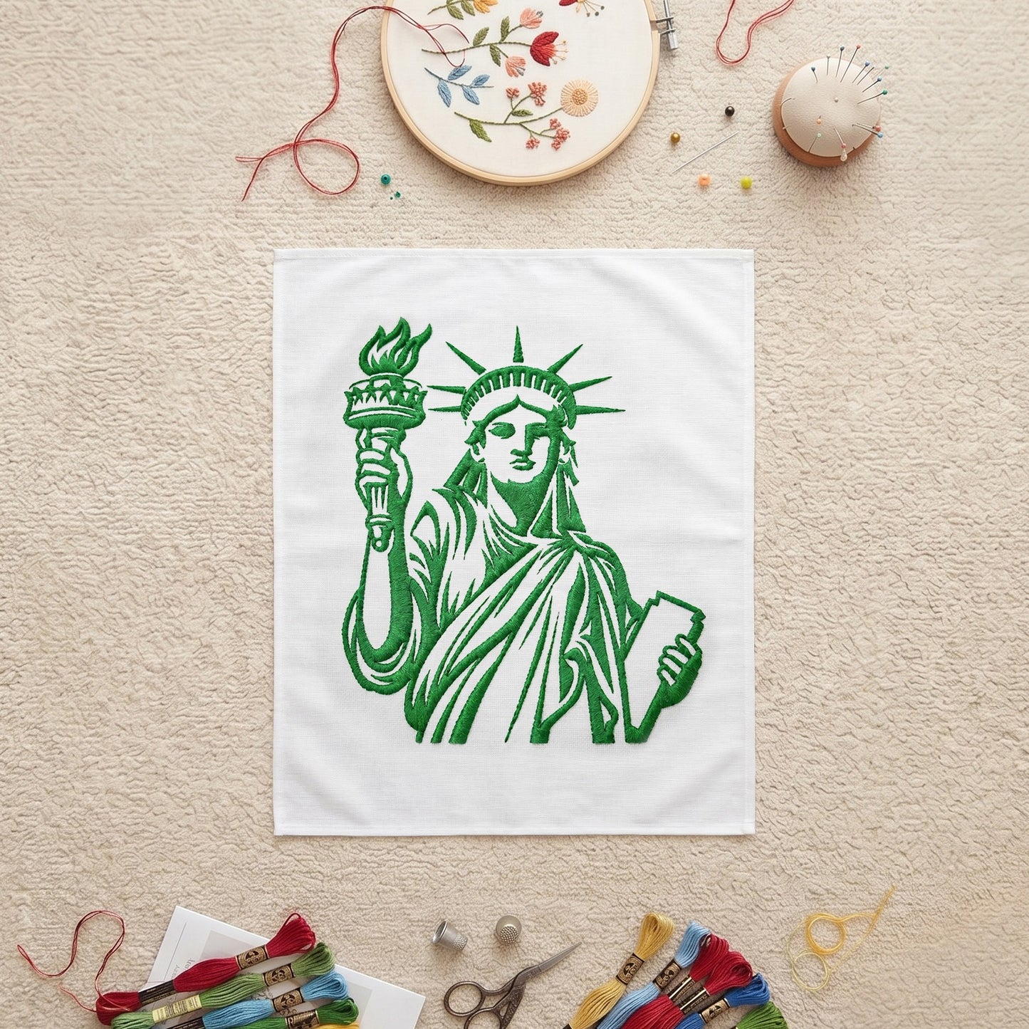 Liberty Wall Decor – Handmade Embroidered New York Art - Julanar Home Decor