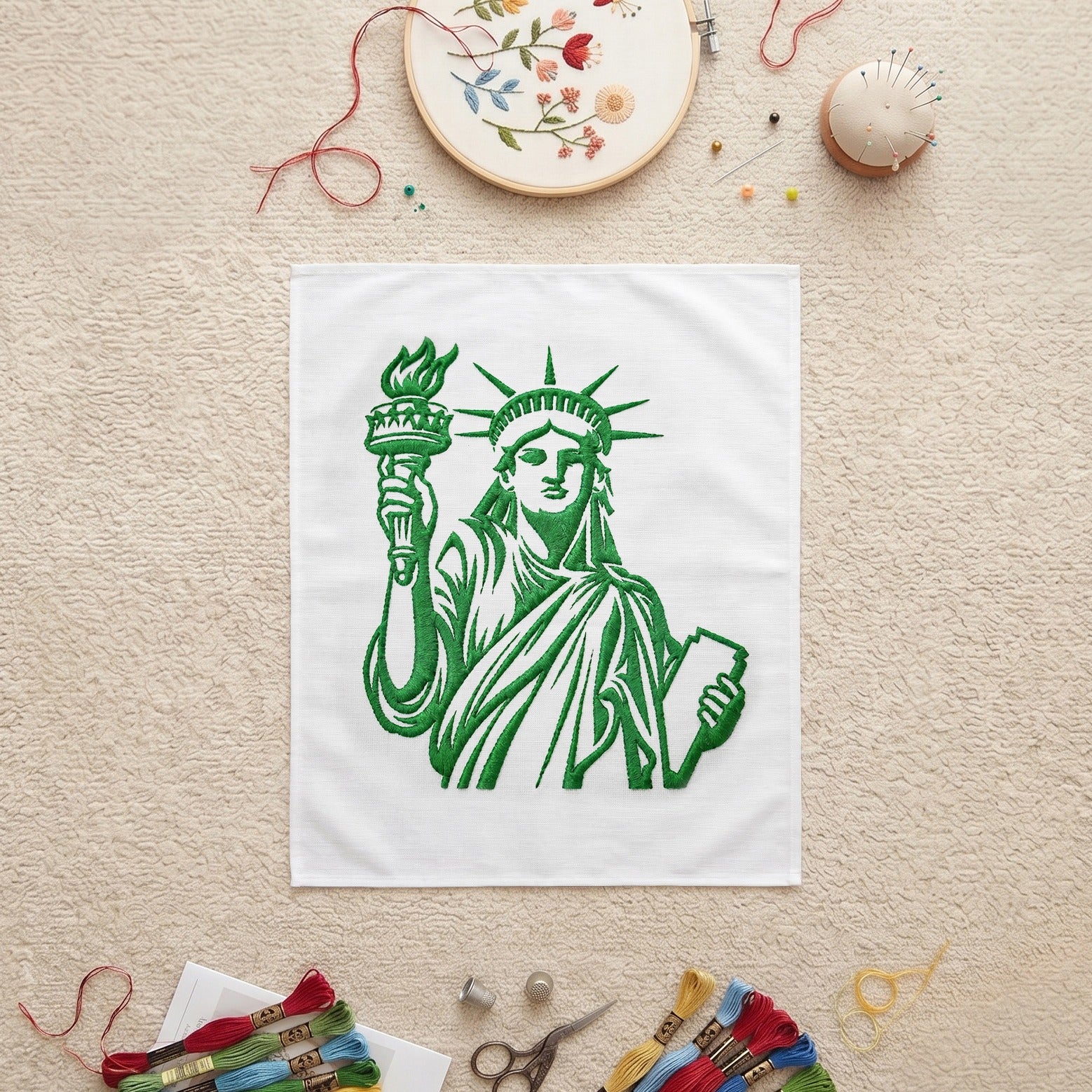 Liberty Wall Decor – Handmade Embroidered New York Art - Julanar Home Decor