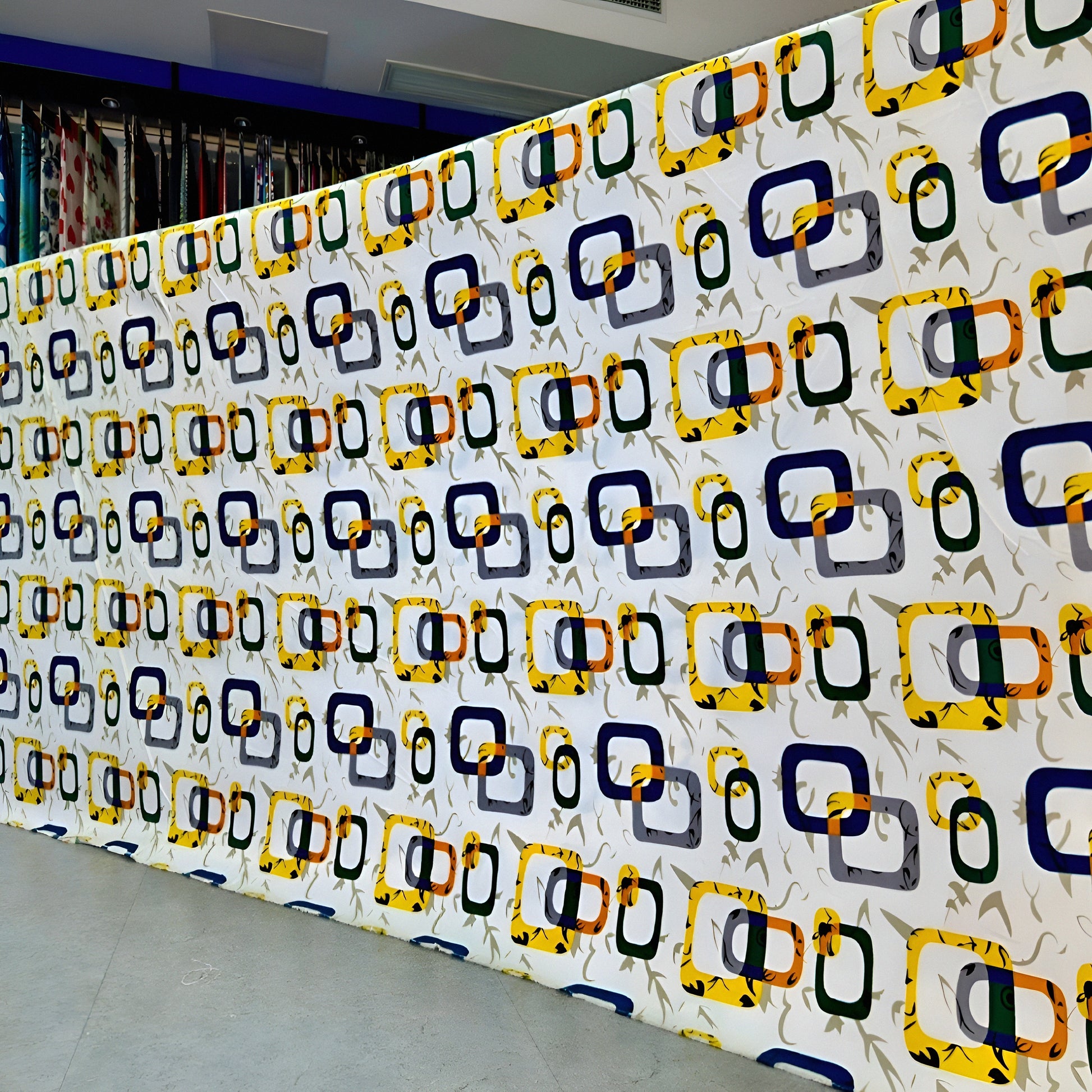 Stylish square and circle pattern yellow bedsheet roll for bedroom