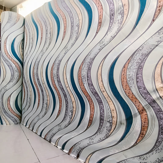 Mixed-cotton bedsheet roll with silver wave pattern displayed for wholesale buyers.