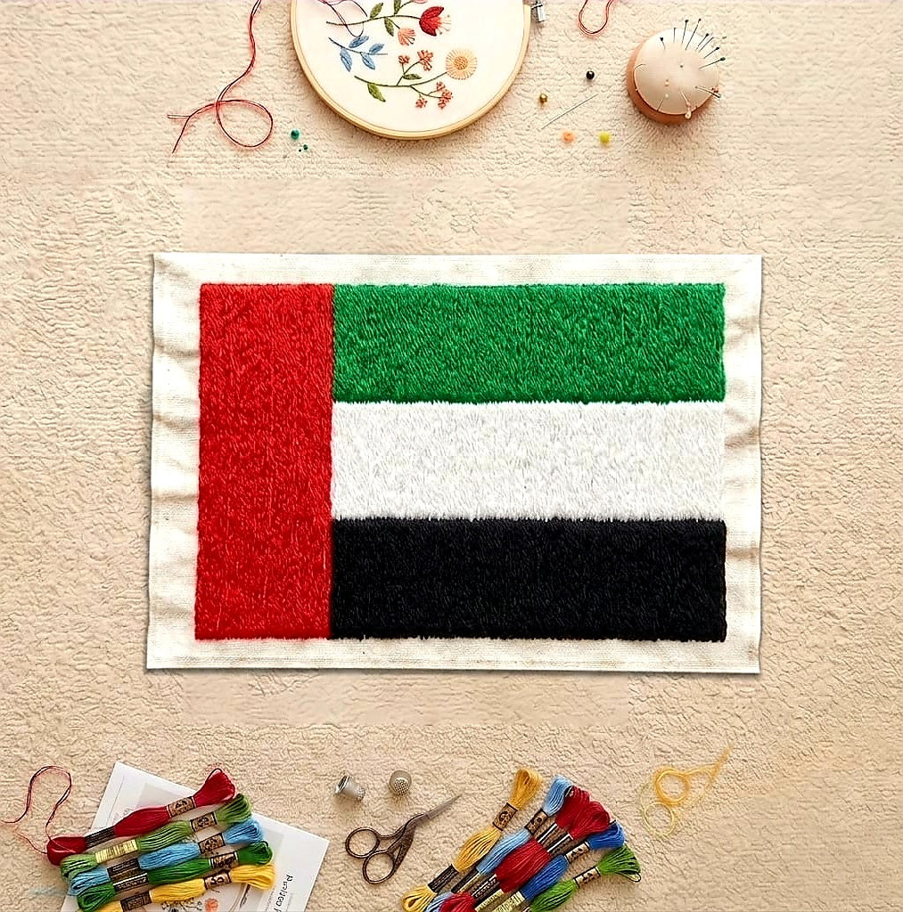 UAE Flag Wall Art – Soft Textured Hanging Decor | UAE National Home Decoration