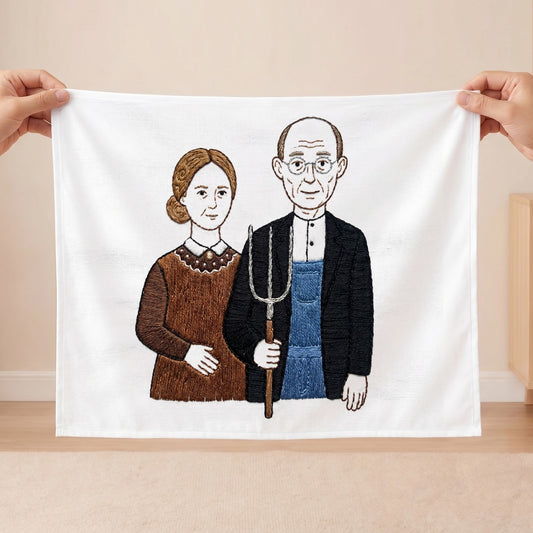Embroidered vintage couple portrait wall art for home decoration